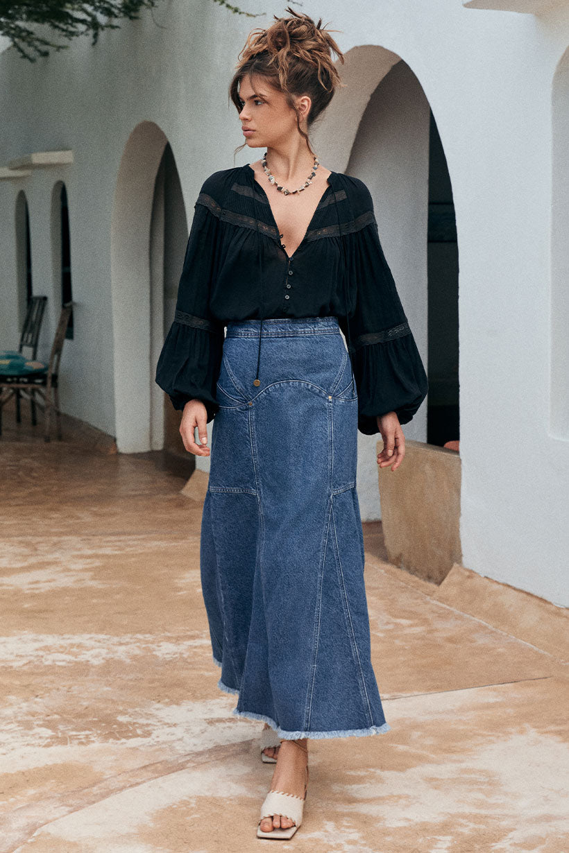 Muse Denim Maxi Skirt