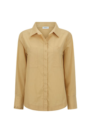 a-light-tan-long-sleeve-button-up-shirt-with-a-pointed-collar-and-chest-pocket-shown-on-a-plain-white-background