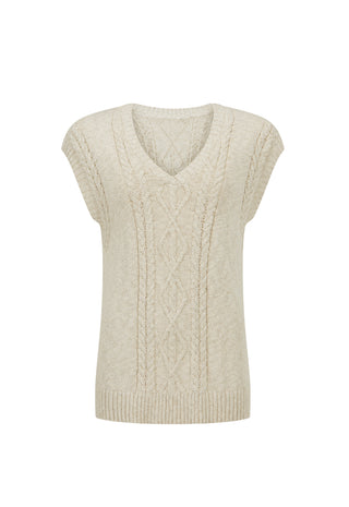 a-cream-colored-cable-knit-sweater-vest-with-a-v-neckline-and-short-cap-sleeves-shown-against-a-plain-white-background